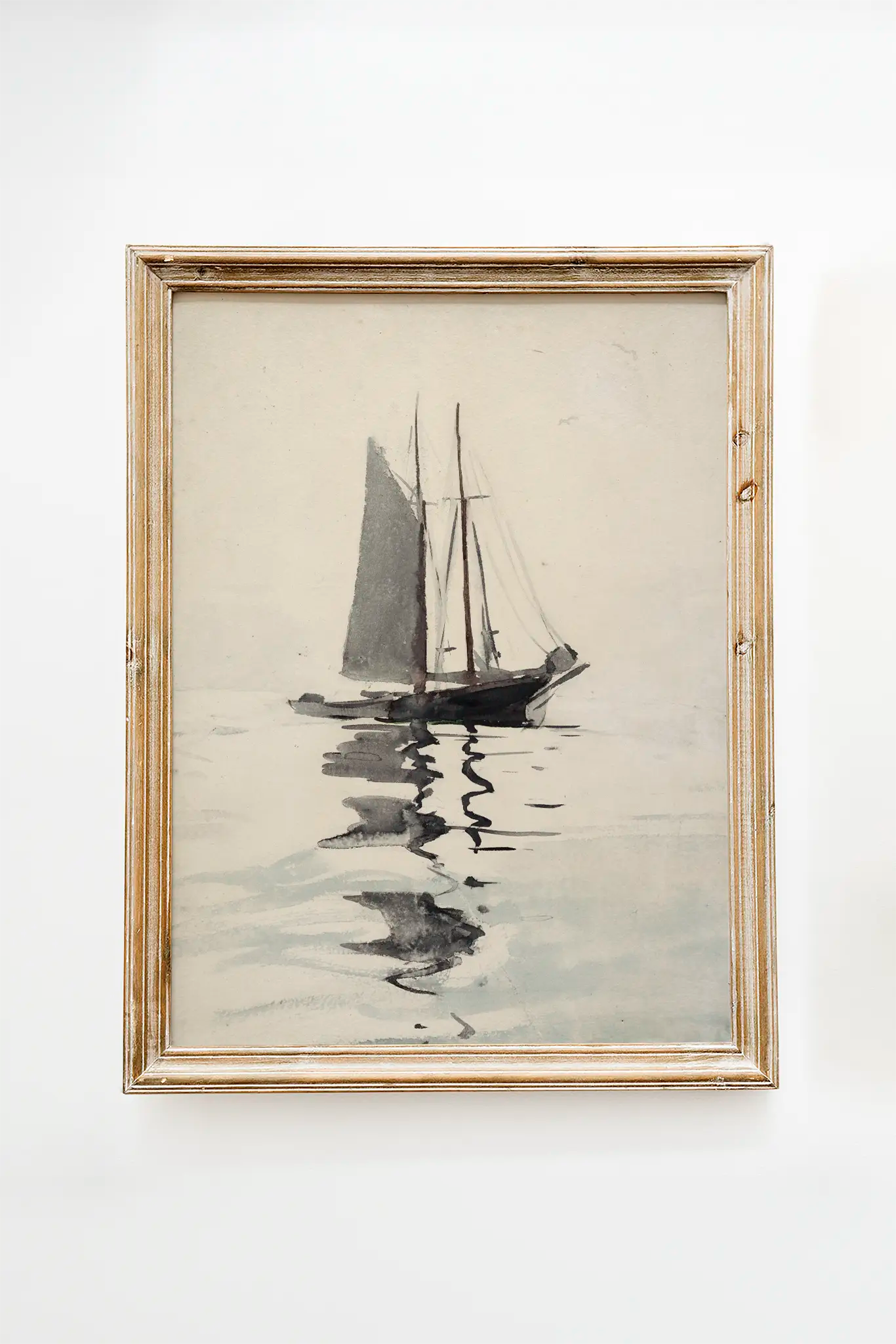 Winslow Homer - Two-masted Schooner with Dory #9 a beautiful painting reproduction printed by GalleryInk.Art, a store providing seascape wall art prints