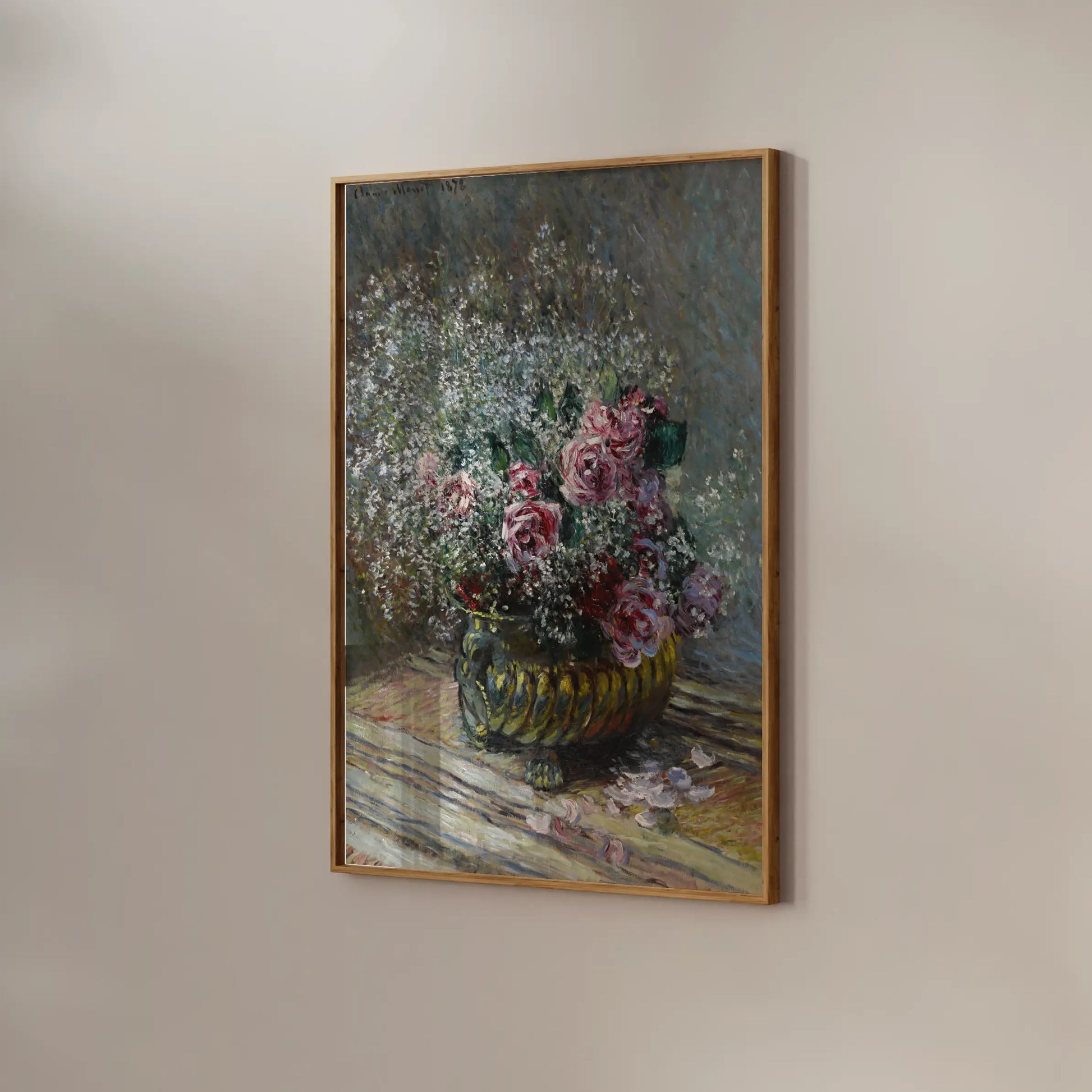 Claude Monet - Fleurs dans un pot (Roses et brouillard) #monet-154 a beautiful painting reproduction by GalleryInk.Art