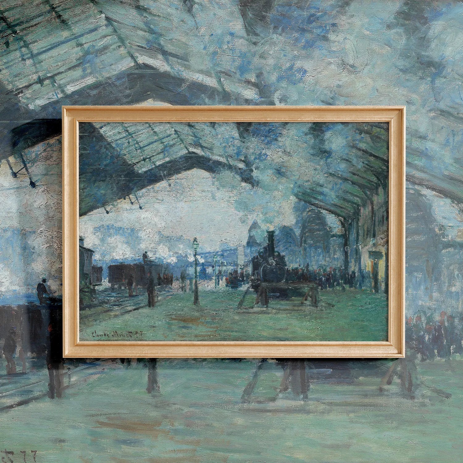 Claude Monet - Arrival of the Normandy Train, Gare Saint-Lazare #13 a beautiful painting reproduction by GalleryInk.Art