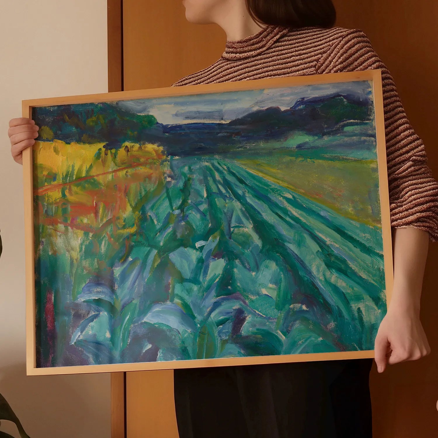 Edvard Munch - Cabbage Field #68 a beautiful painting reproduction by GalleryInk.Art