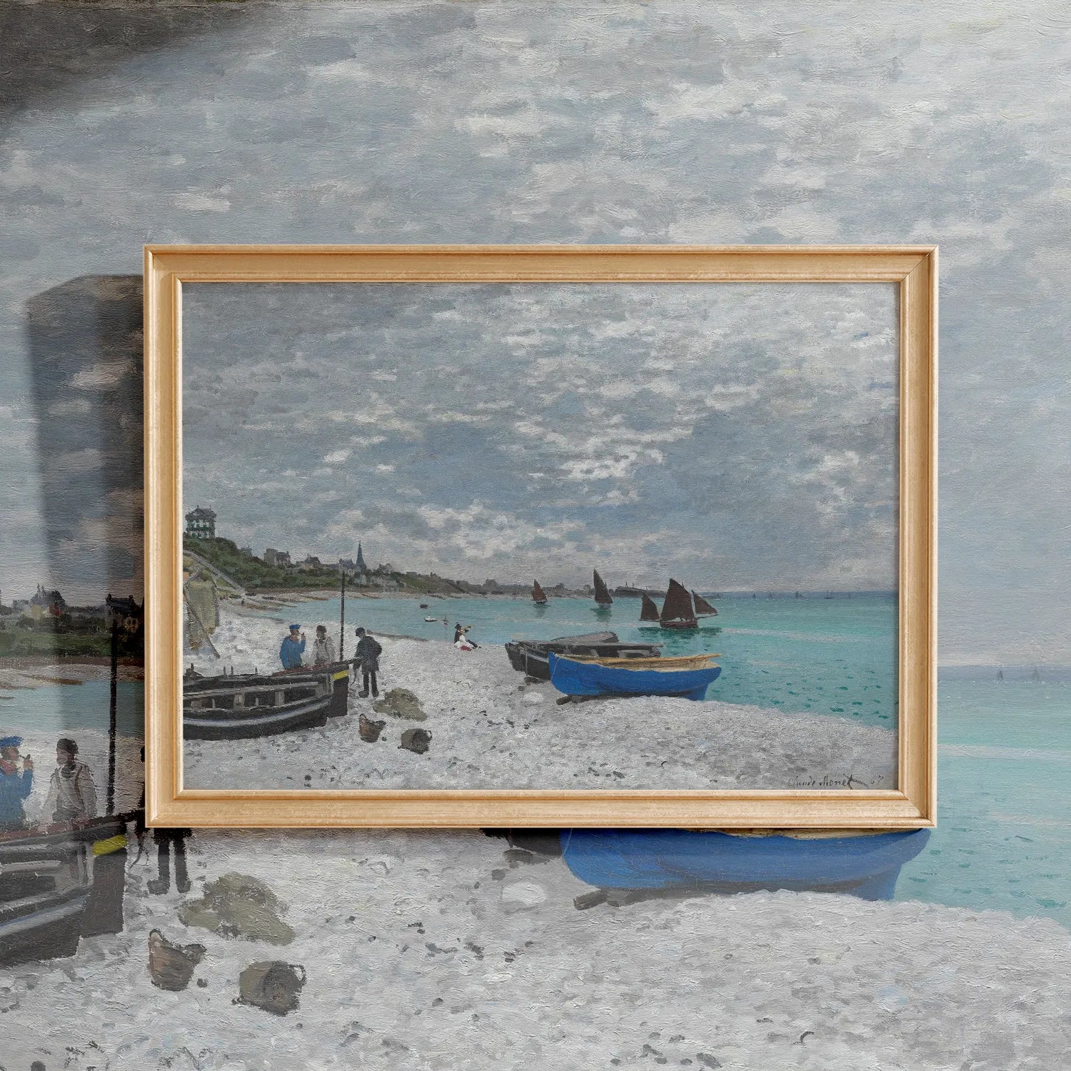 Claude Monet - The Beach at Sainte-Adresse #54 a beautiful painting reproduction by GalleryInk.Art