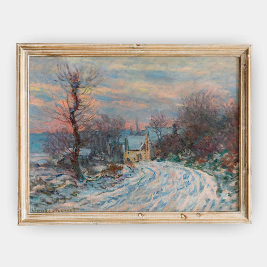 Claude Monet - L’entrée De Giverny En Hiver #143 a beautiful painting reproduction by GalleryInk.Art