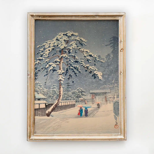 Hasui Kawase - Honmonji Temple in Snow at Ikegami #55 a beautiful painting reproduction by GalleryInk.Art