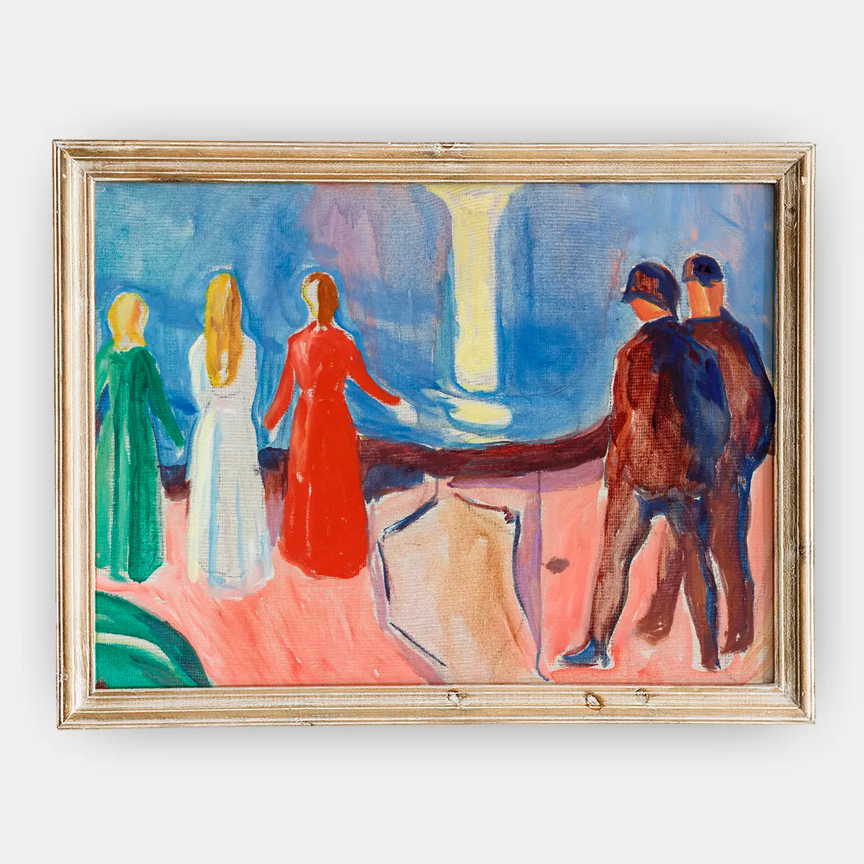 Edvard Munch - Meeting on the Beach #34 a beautiful painting reproduction by GalleryInk.Art