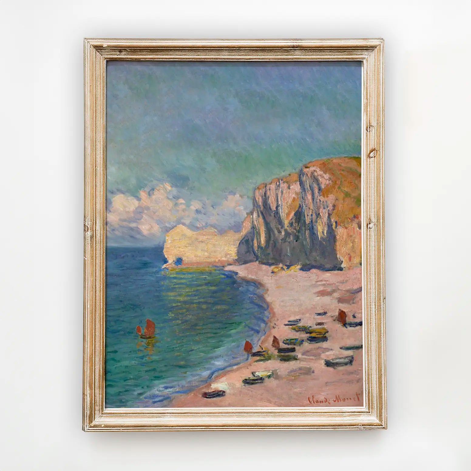 Claude Monet - Étretat, The Beach and the Falaise d’Amont #monet-19 a beautiful painting reproduction by GalleryInk.Art