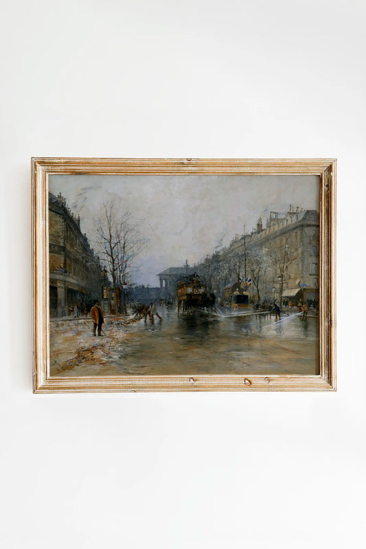 Frank Boggs - Paris Street Scene #winter-3 a beautiful winter painting reproduction printed by GalleryInk.Art