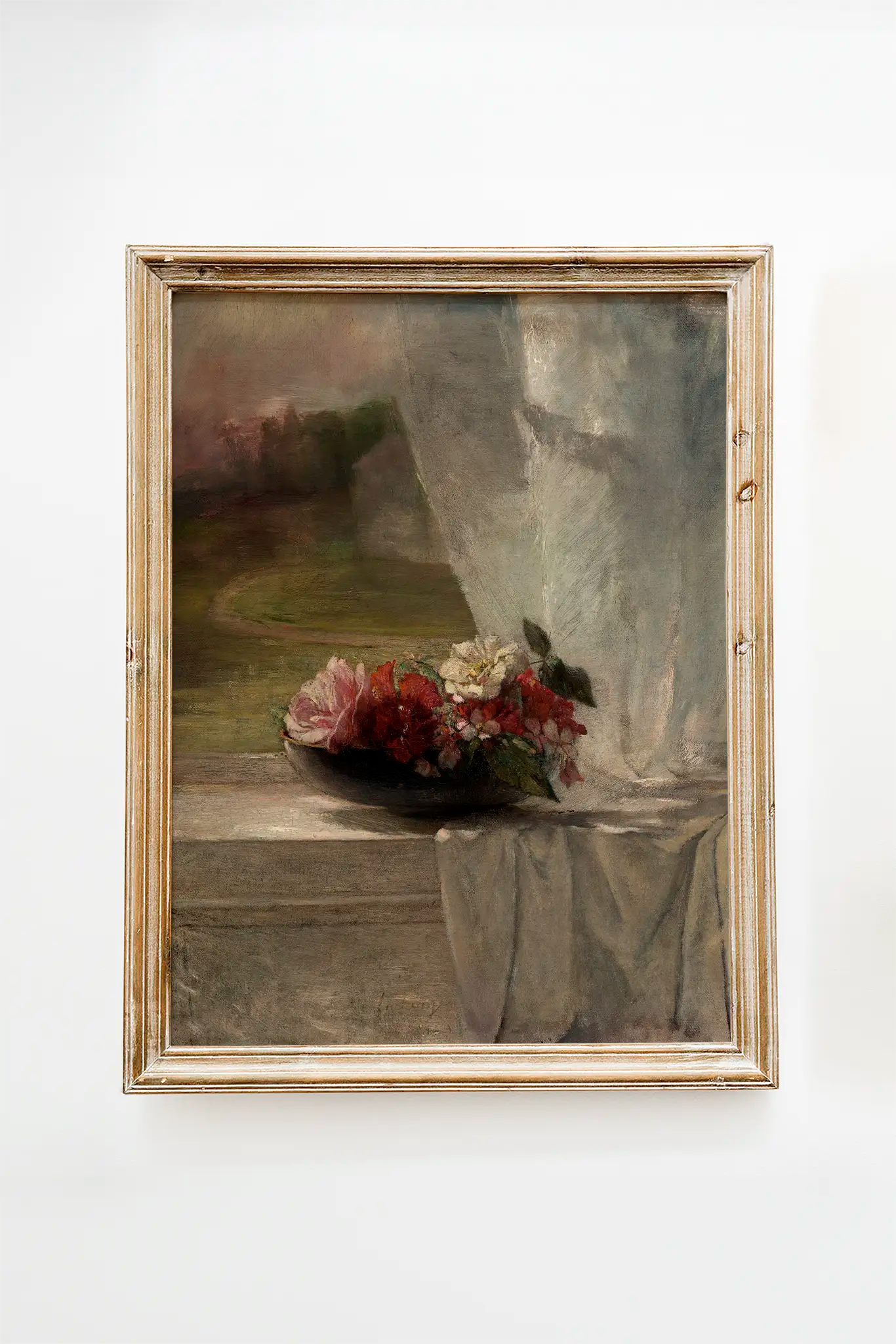 John La Farge - Flowers on a Window Ledge #38 a beautiful painting reproduction printed by GalleryInk.Art, a store providing still life wall art prints