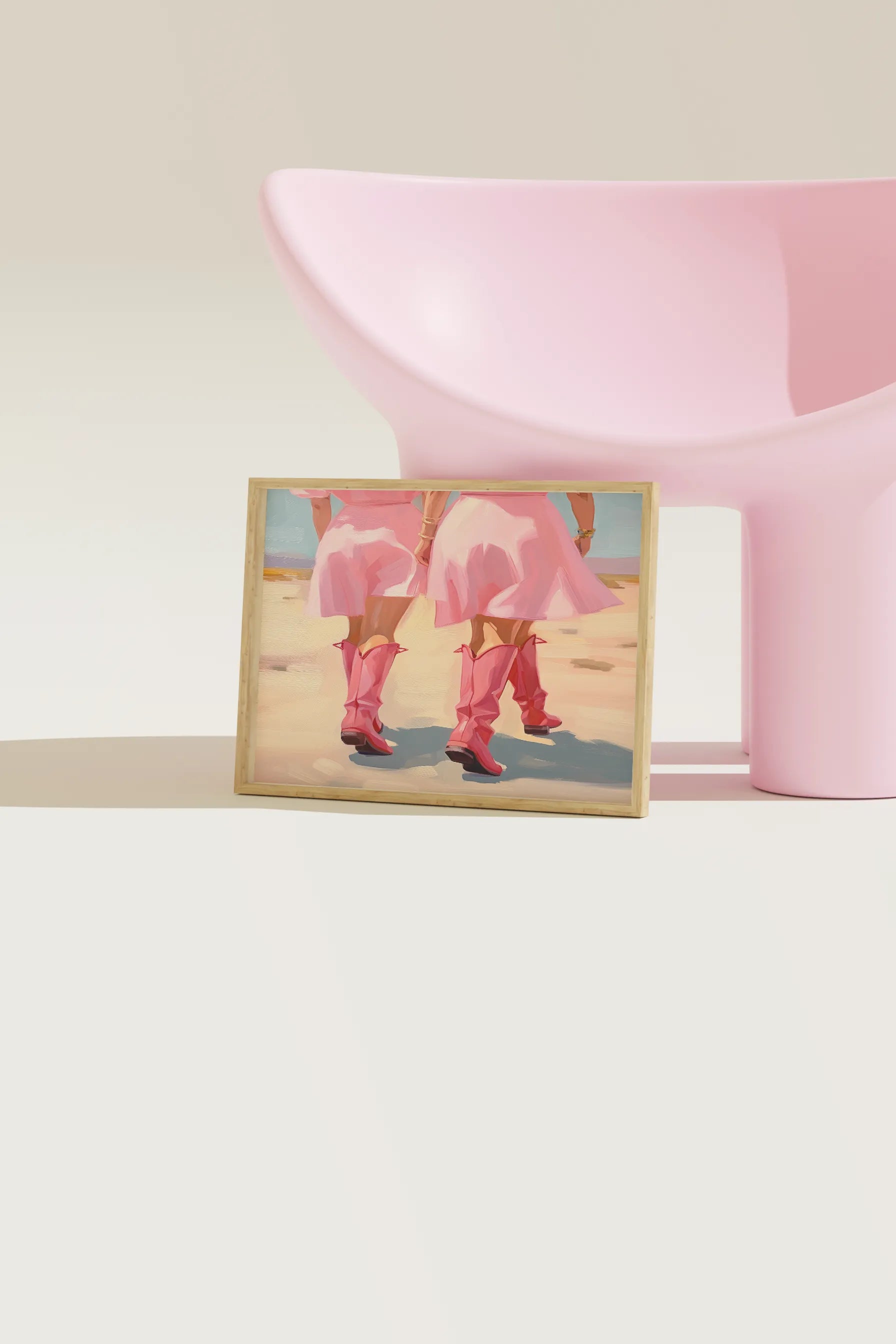 Pastel pink cowgirl painting