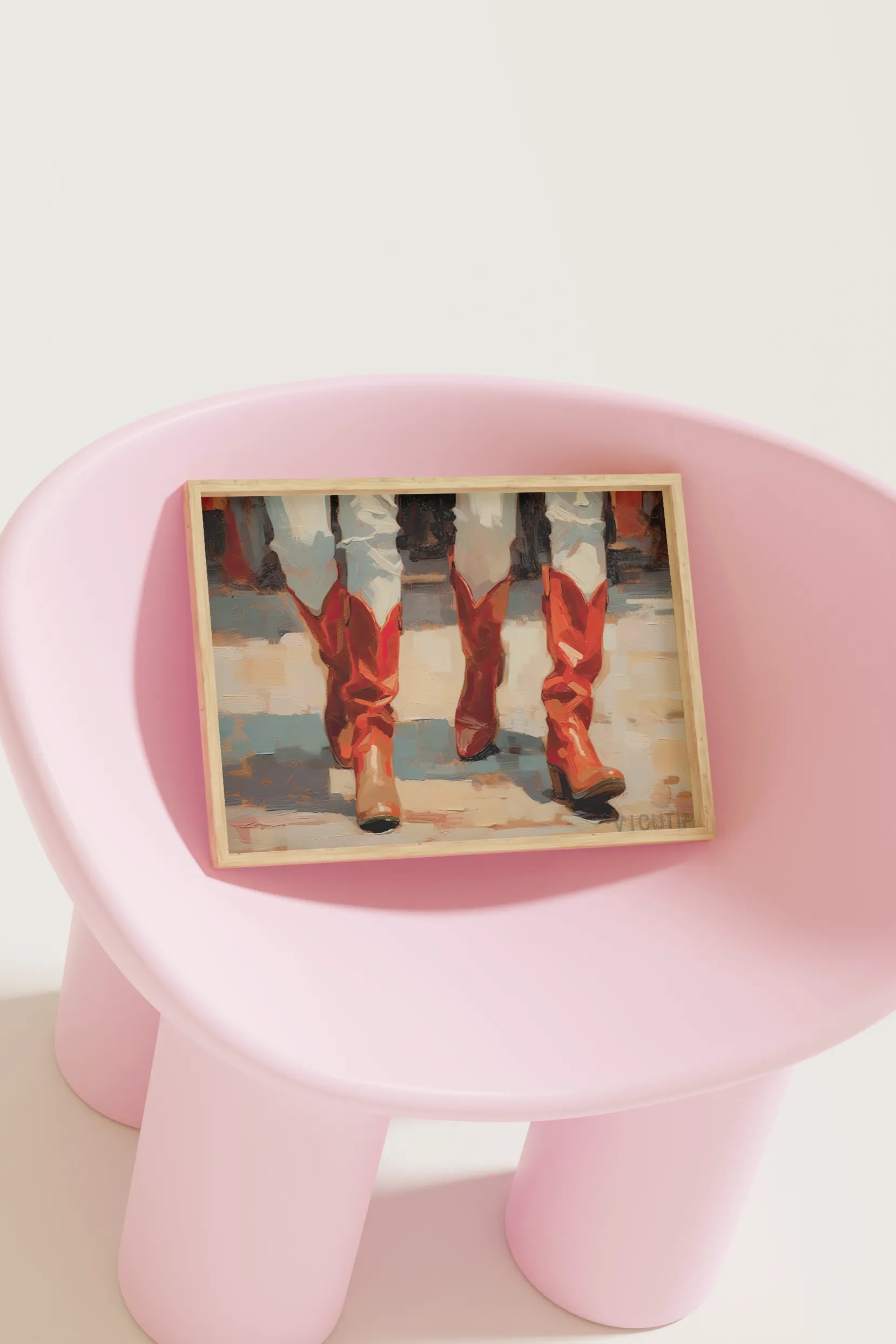 Pastel pink cowgirl painting