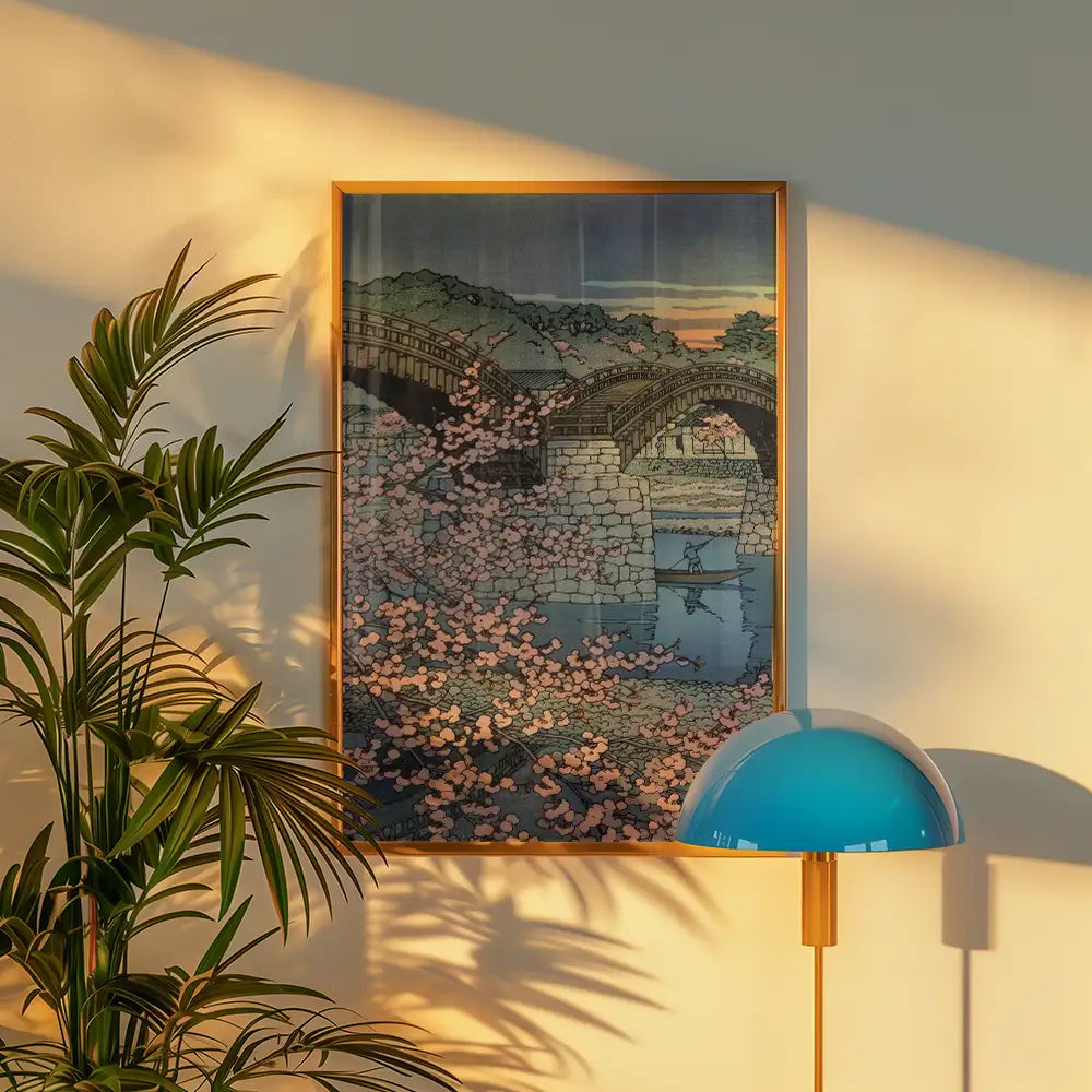 Spring Evening at Kintai Bridge by Hasui Kawase - Art Print Mockup 2