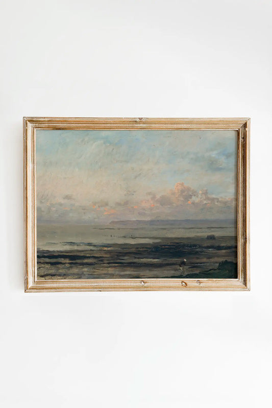 Charles-Francois Daubigny - Beach at Ebb Tide #36 a beautiful seascape painting reproduction printed by GalleryInk.Art