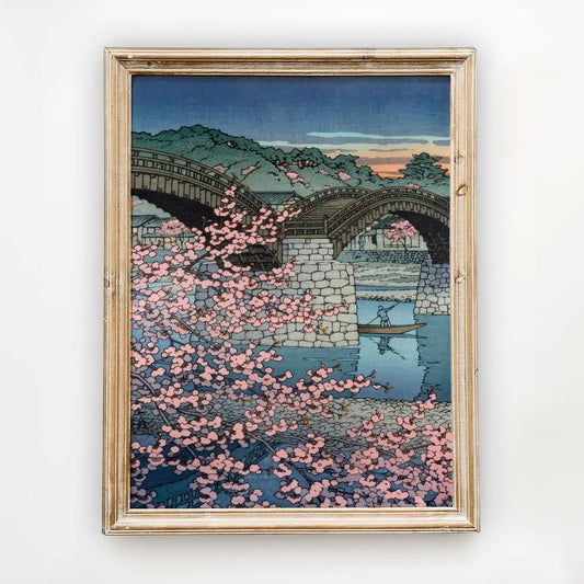 Hasui Kawase - Spring Evening at Kintai Bridge #195 a beautiful painting reproduction by GalleryInk.Art