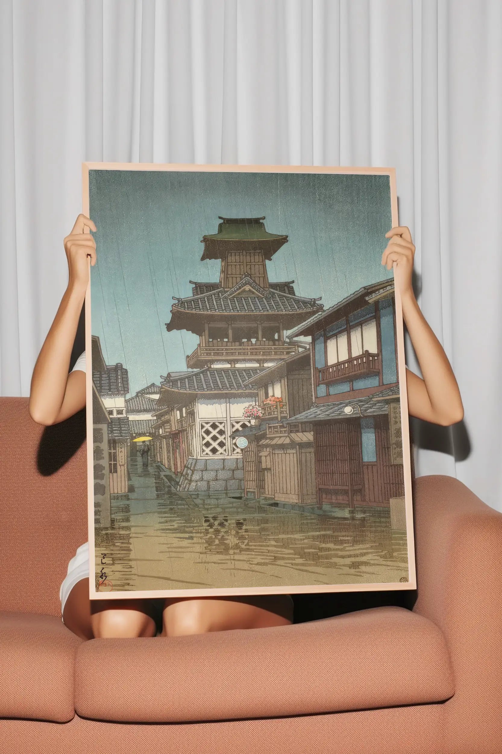 Hasui Kawase - Bell Tower at Okayama #15 a beautiful painting reproduction by GalleryInk.Art