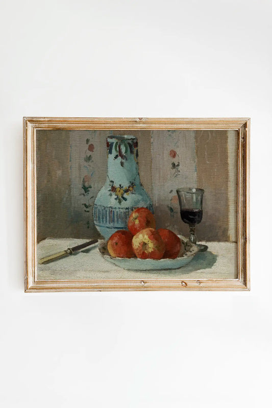 Camille Pissarro - Still Life with Apples and Pitcher #55 a beautiful winter painting reproduction printed by GalleryInk.Art