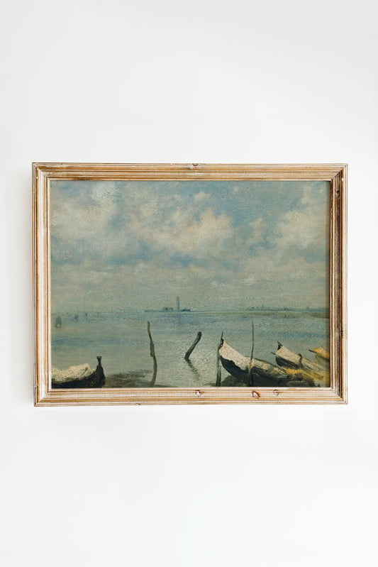 Leopold Carl Müller - View from Mestre to Venice #40 a beautiful seascape painting reproduction printed by GalleryInk.Art