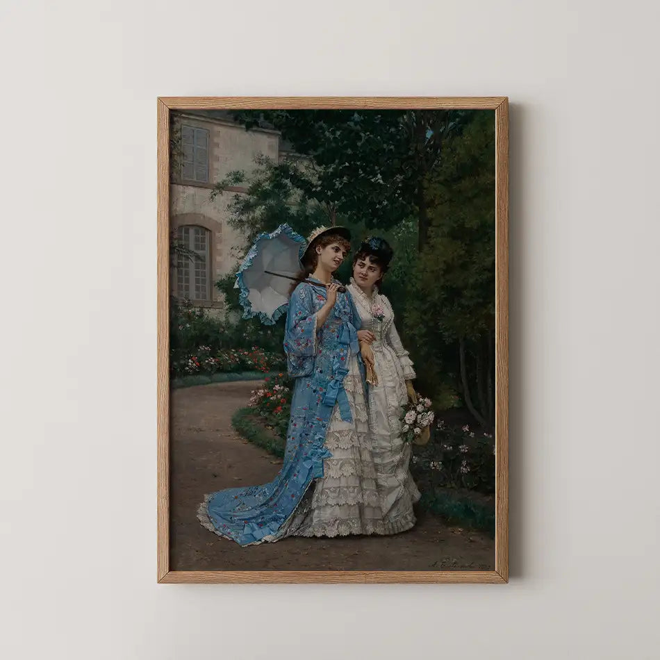 A Garden Stroll by Auguste Toulmouche - Fine Art Print