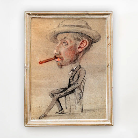 Claude Monet - Caricature of a Man with a Big Cigar #monet-3 a beautiful painting reproduction by GalleryInk.Art