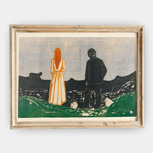 Edvard Munch - Two Human Beings. The Lonely Ones #83 a beautiful painting reproduction by GalleryInk.Art