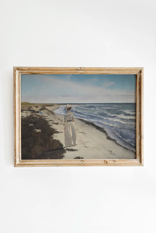 L.A. Ring - Lady at Karrebæksminde Beach #39 a beautiful seascape painting reproduction printed by GalleryInk.Art