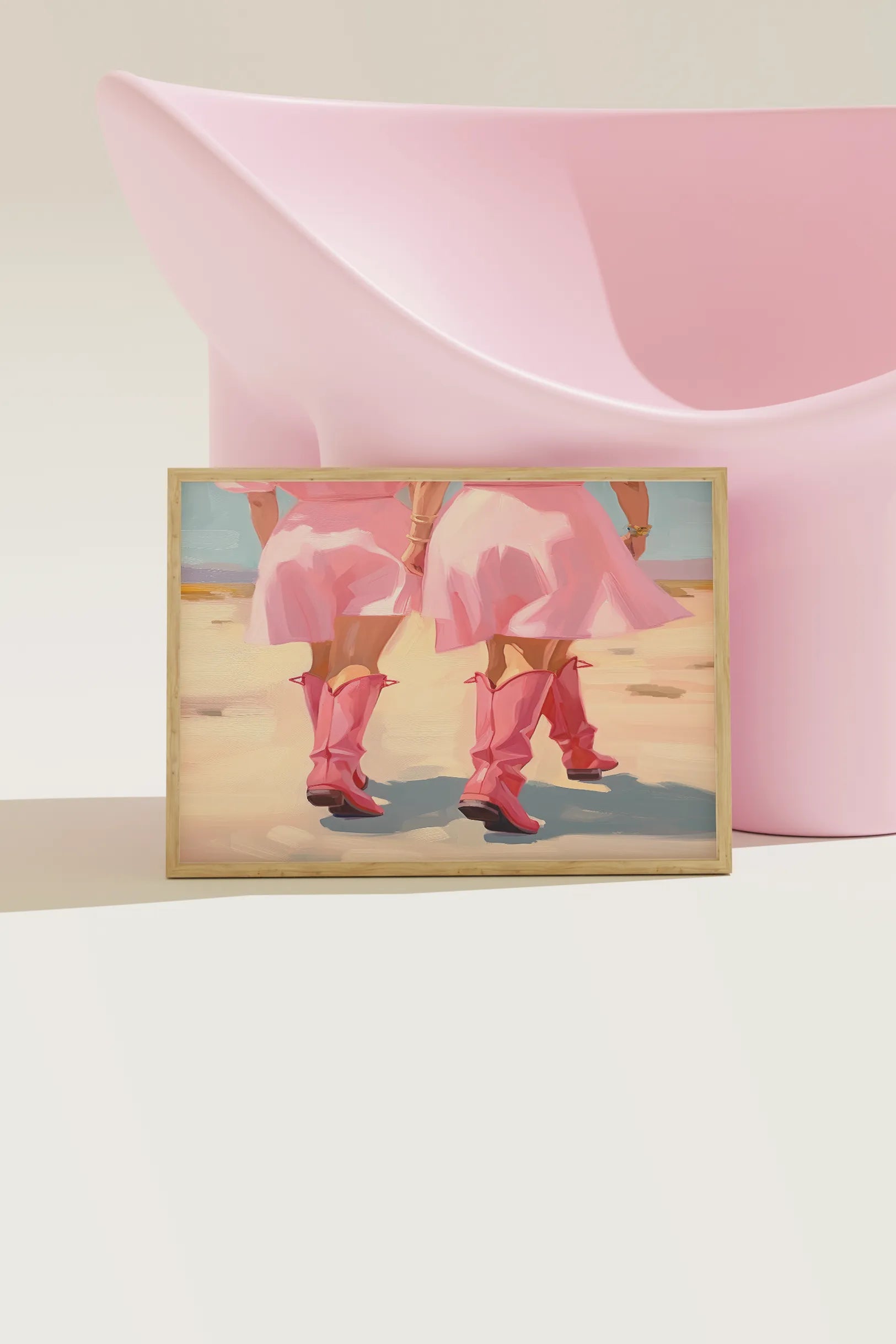 Pastel pink cowgirl painting