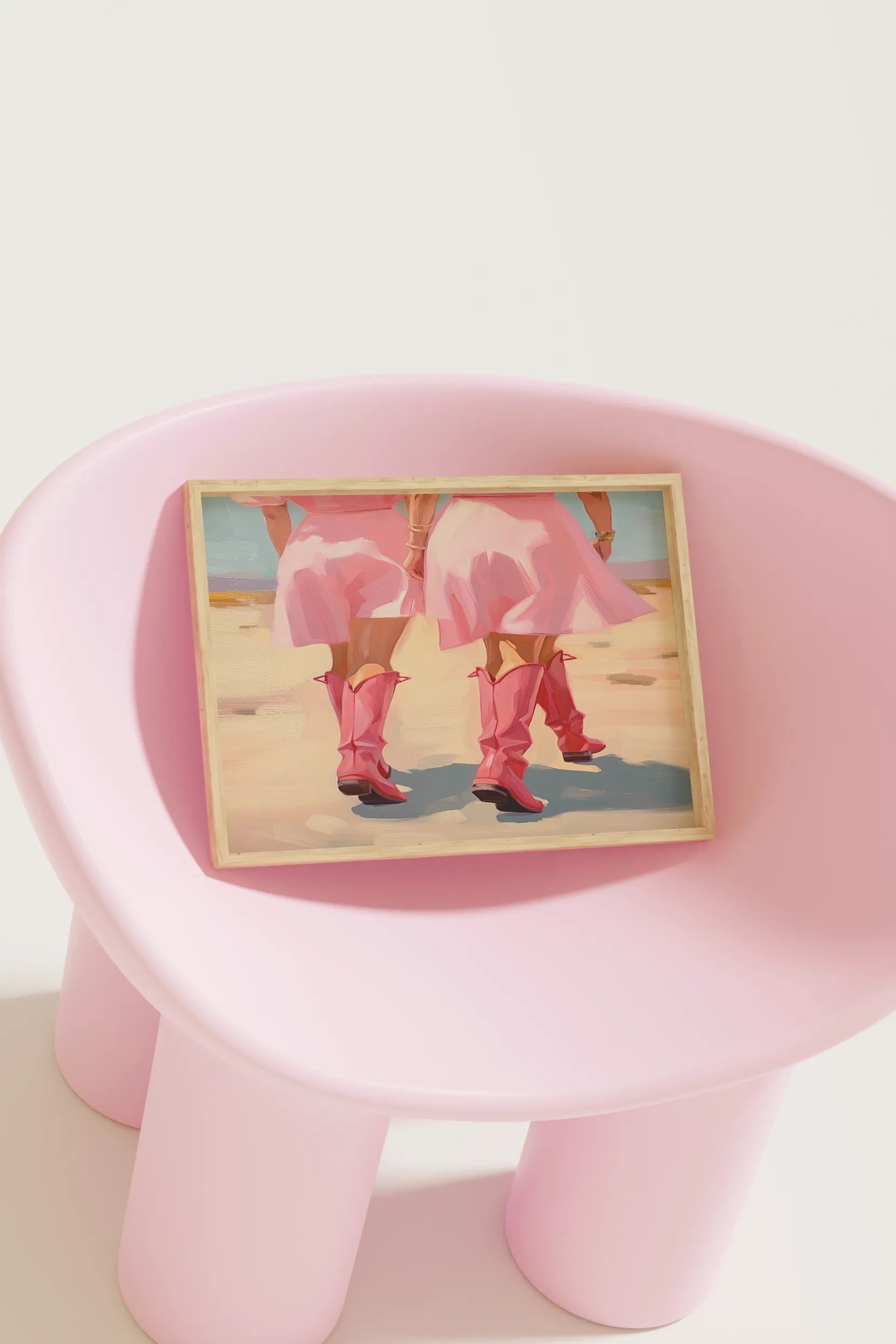 Pastel pink cowgirl painting