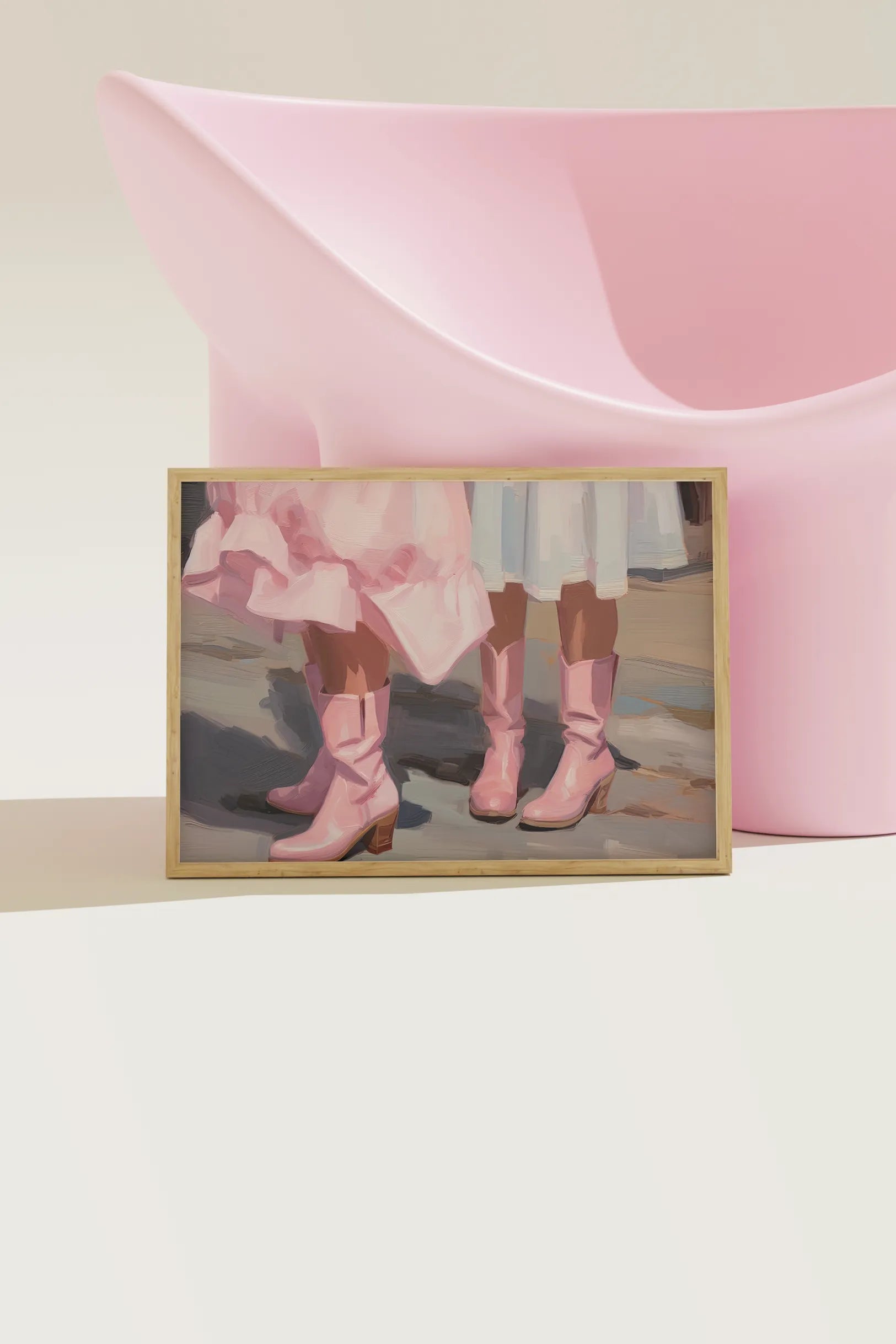 Pastel pink cowgirl painting