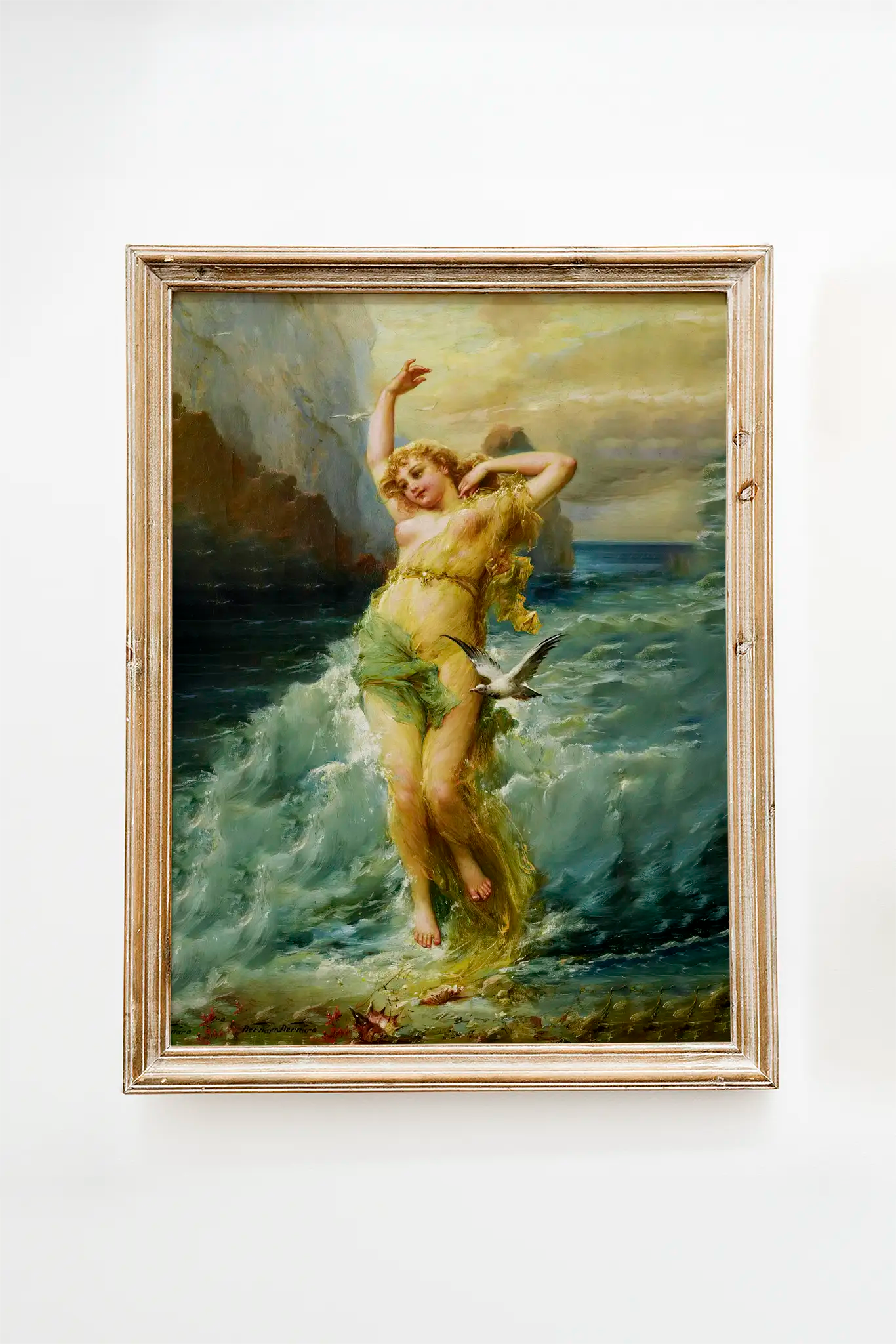 Hans Zatzka - Water Nymph #12 beautiful landscape painting reproduction, printed by GalleryInk.Art, a store specializing in mythology wall art prints.