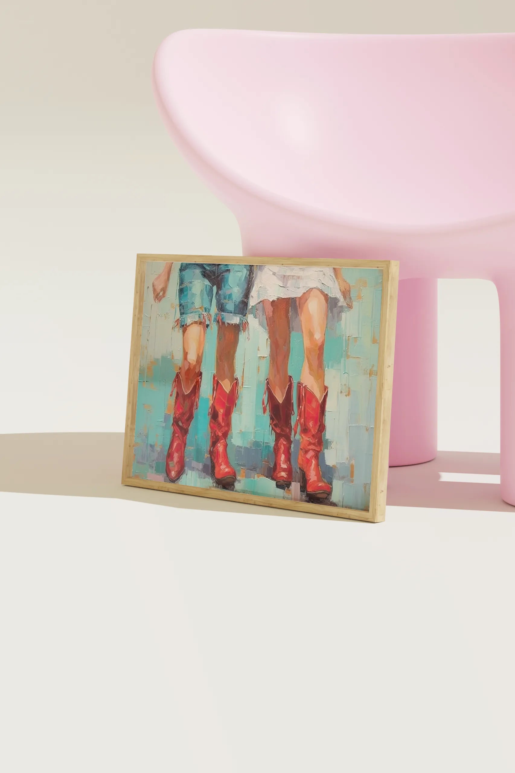 Pastel pink cowgirl painting