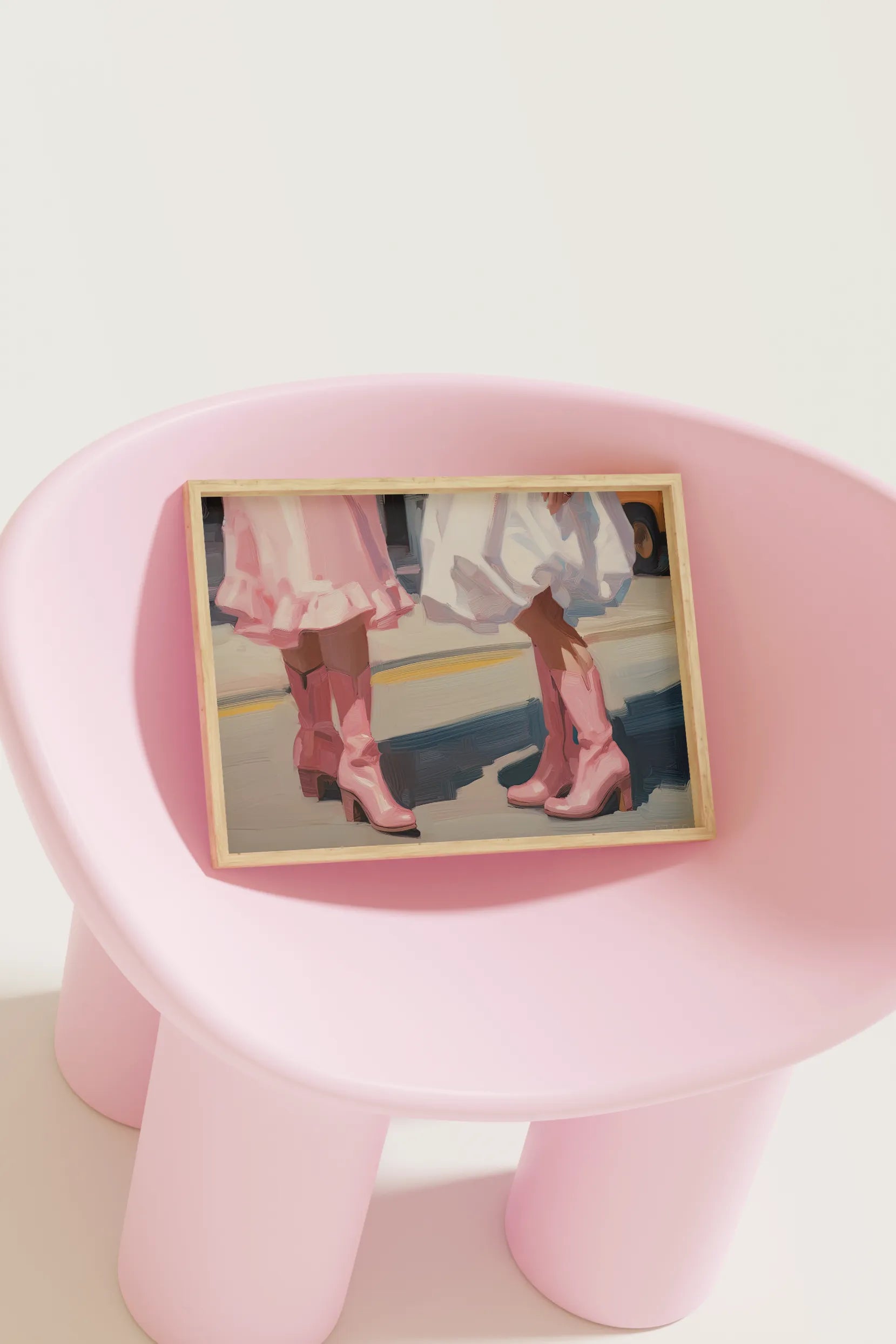 Pastel pink cowgirl painting