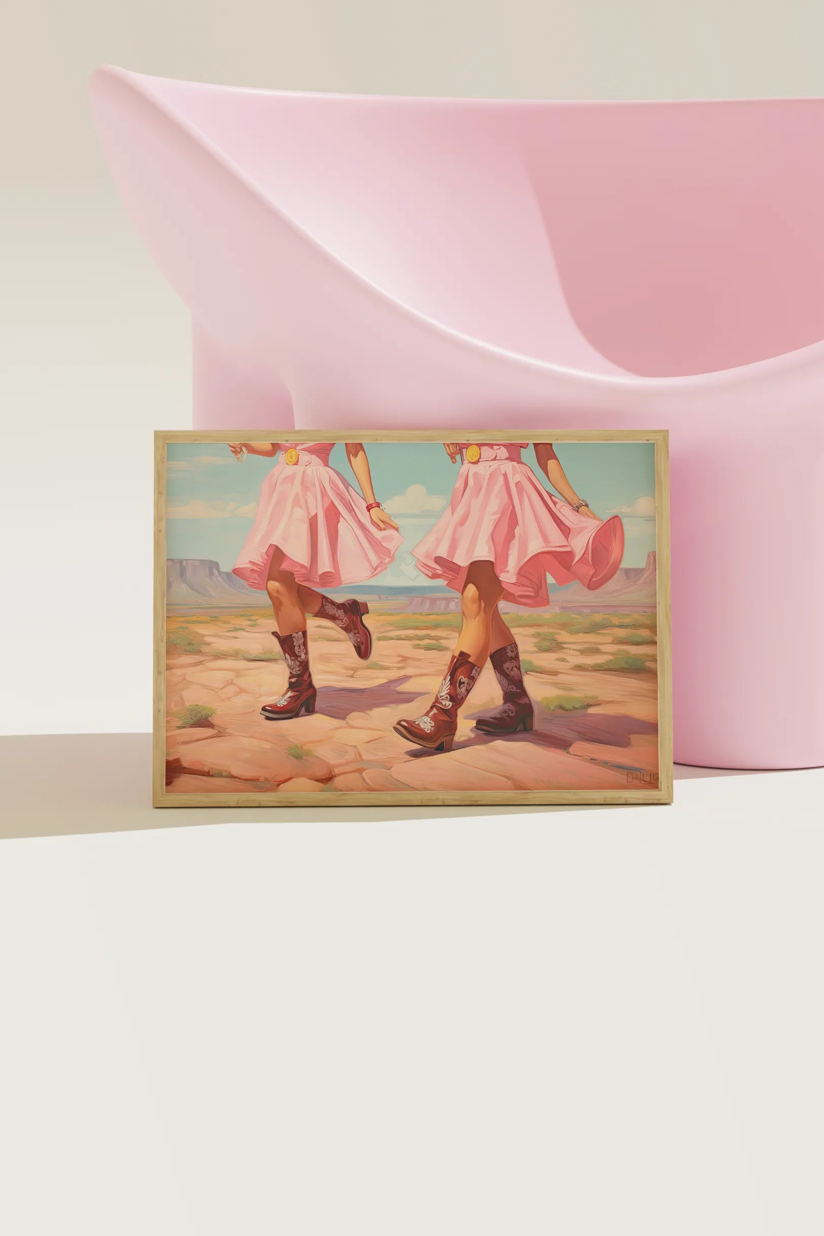 Pastel pink cowgirl painting