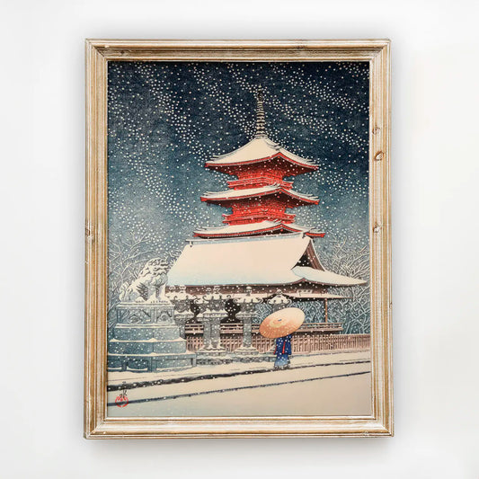 Hasui Kawase - Snow at Toshogu in Ueno #192 a beautiful painting reproduction by GalleryInk.Art