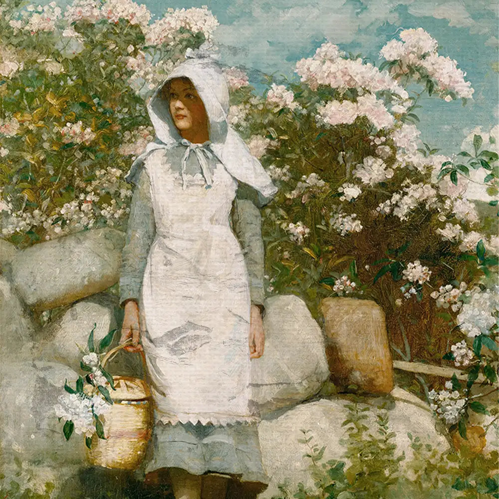 Girl and Laurel by Winslow Homer - Final Mockup Example