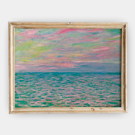 Claude Monet - Coucher De Soleil À Pourville, Pleine Mer #145 a beautiful painting reproduction by GalleryInk.Art