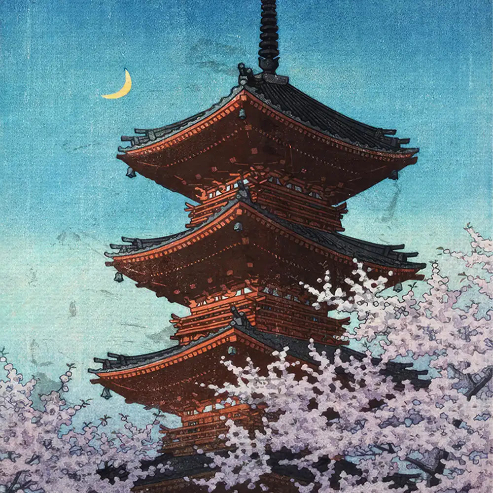Spring Evening at Toshogu in Ueno by Hasui Kawase - Final Mockup Example