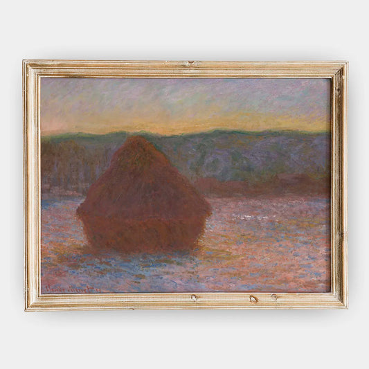 Claude Monet - Stack of Wheat (Thaw, Sunset) #121 a beautiful painting reproduction by GalleryInk.Art