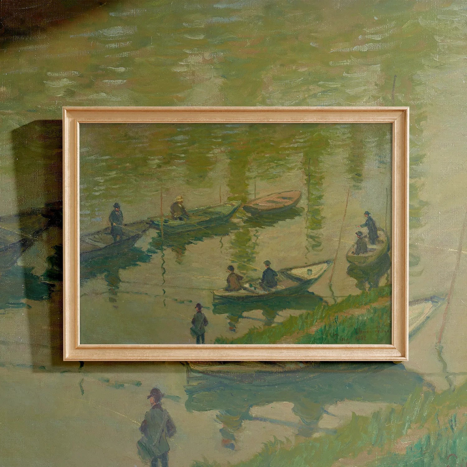 Claude Monet - Angler auf der Seine bei Poissy Fischer an der Seine bei Poissy #116 a beautiful painting reproduction by GalleryInk.Art