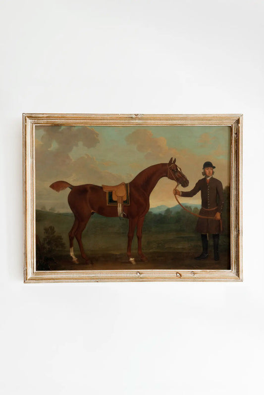 James Seymour - Old Fox Held by a Groom #16 a beautiful painting reproduction printed by GalleryInk.Art, a store providing equestrian wall art prints