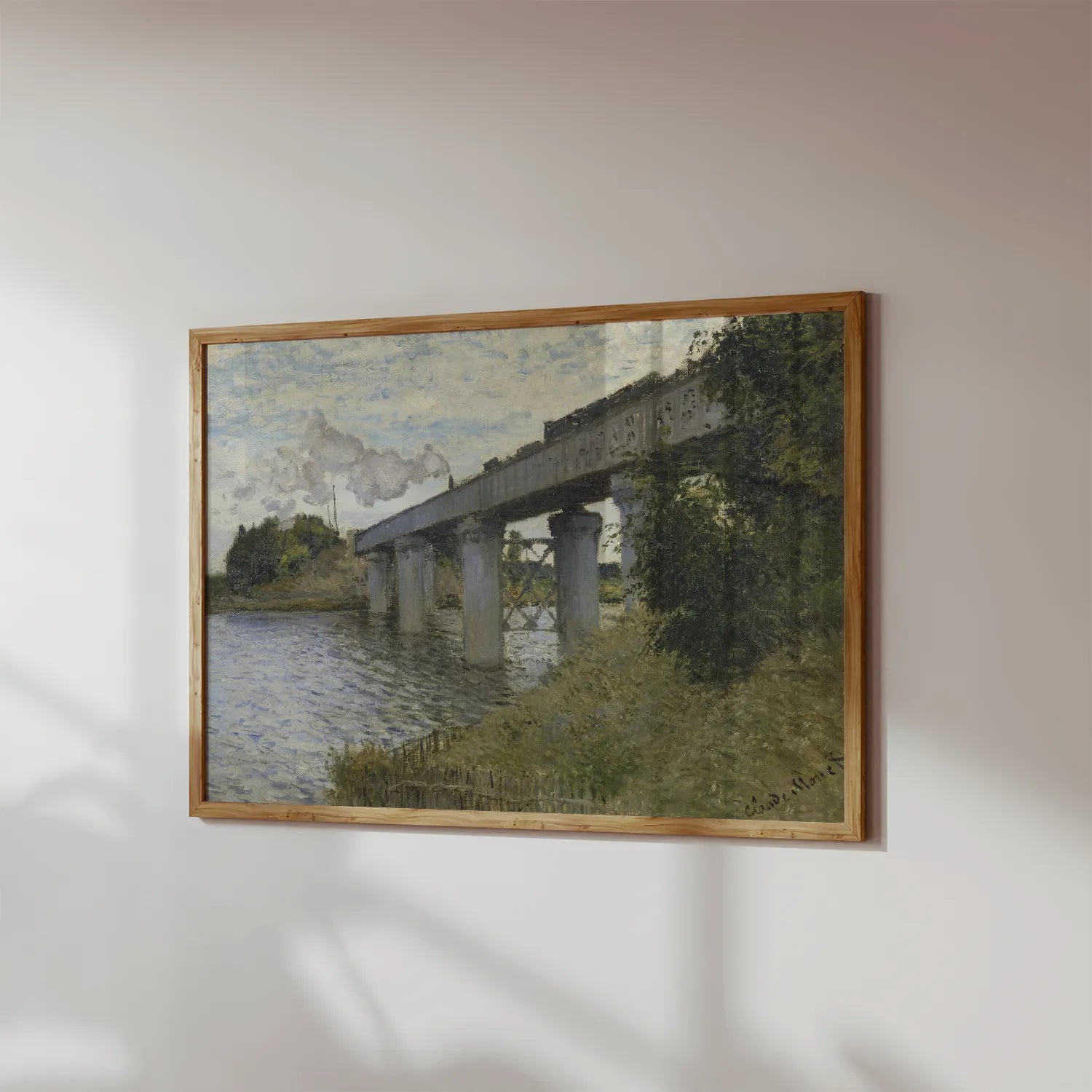 Claude Monet - The Railroad bridge in Argenteuil #67 a beautiful painting reproduction by GalleryInk.Art