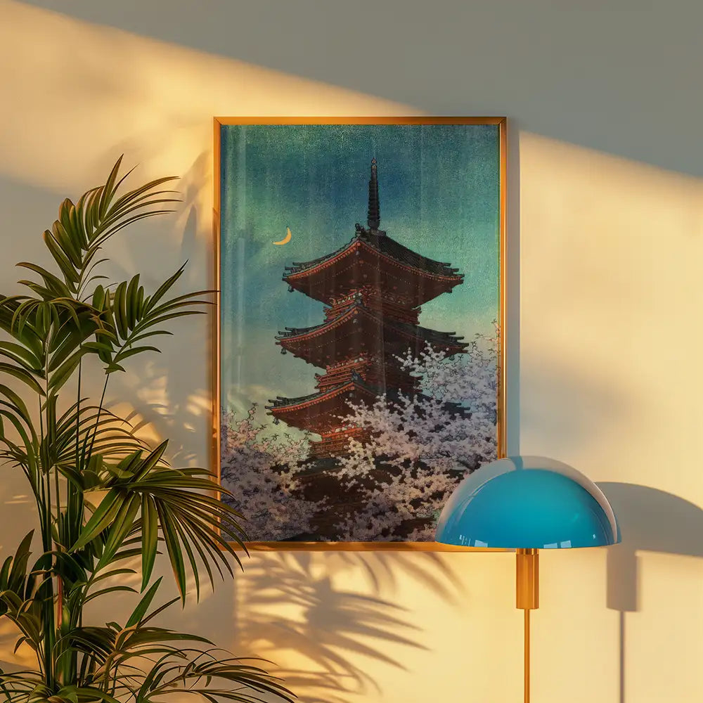 Spring Evening at Toshogu in Ueno by Hasui Kawase - Art Print Mockup 2