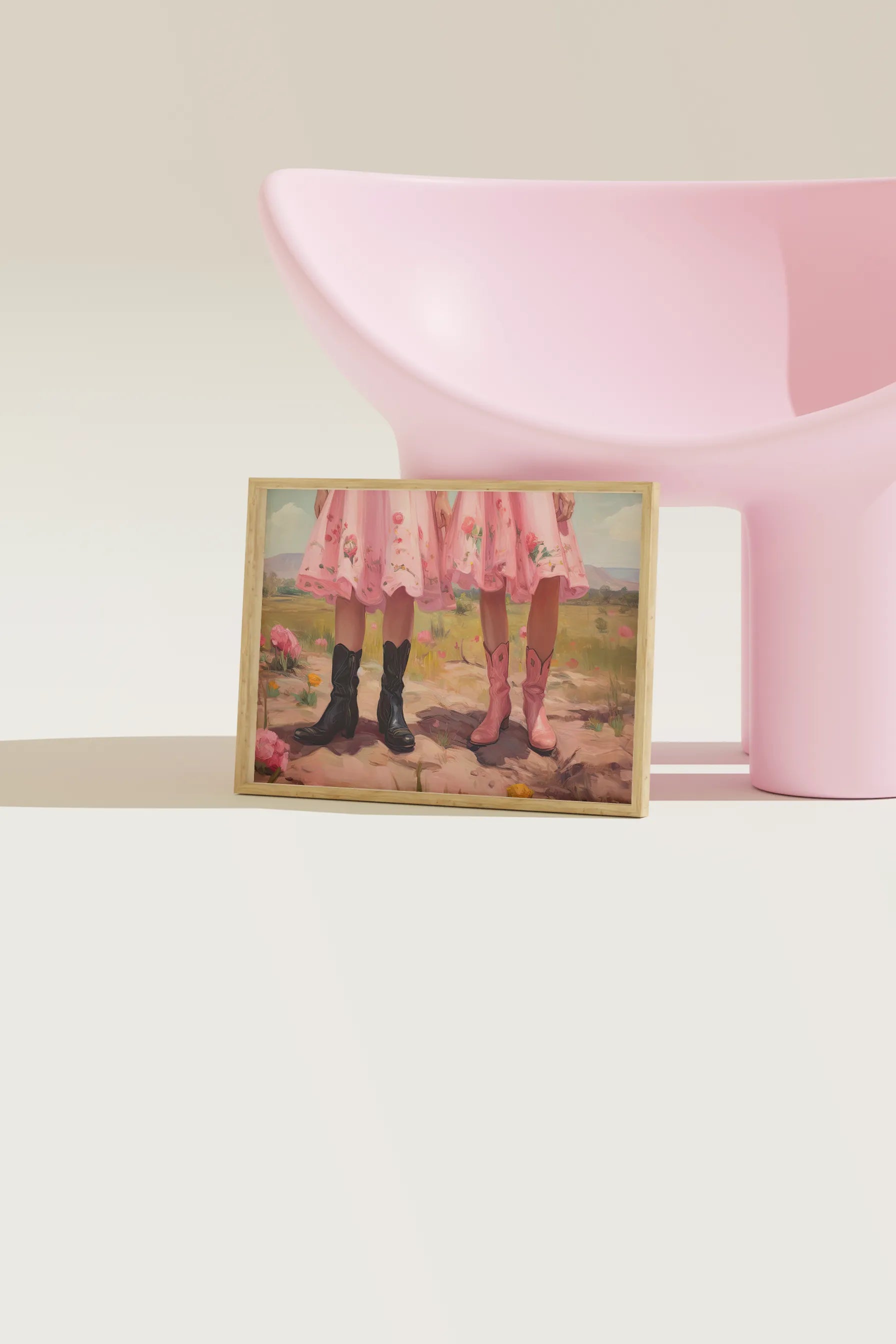 Pastel pink cowgirl painting