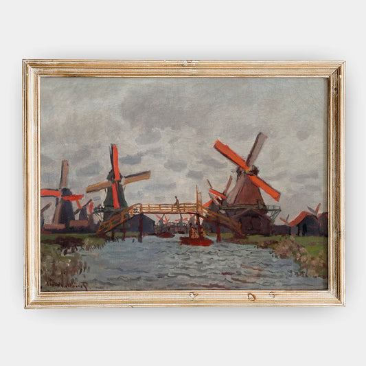 Claude Monet - Mills at Westzijderveld near Zaandam #173 a beautiful painting reproduction by GalleryInk.Art