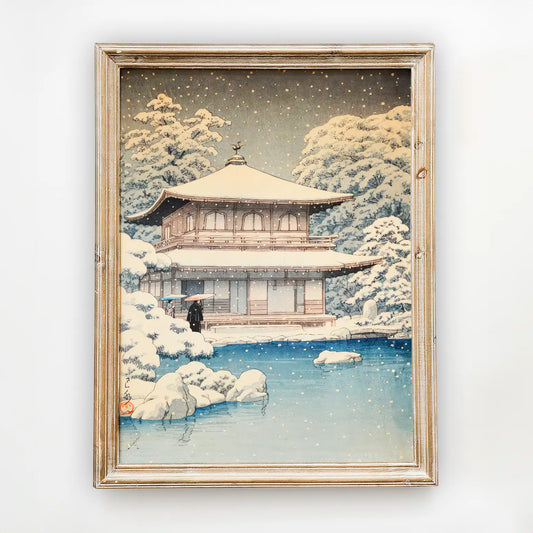 Hasui Kawase - Snow at Ginkakuji Temple #183 a beautiful painting reproduction by GalleryInk.Art