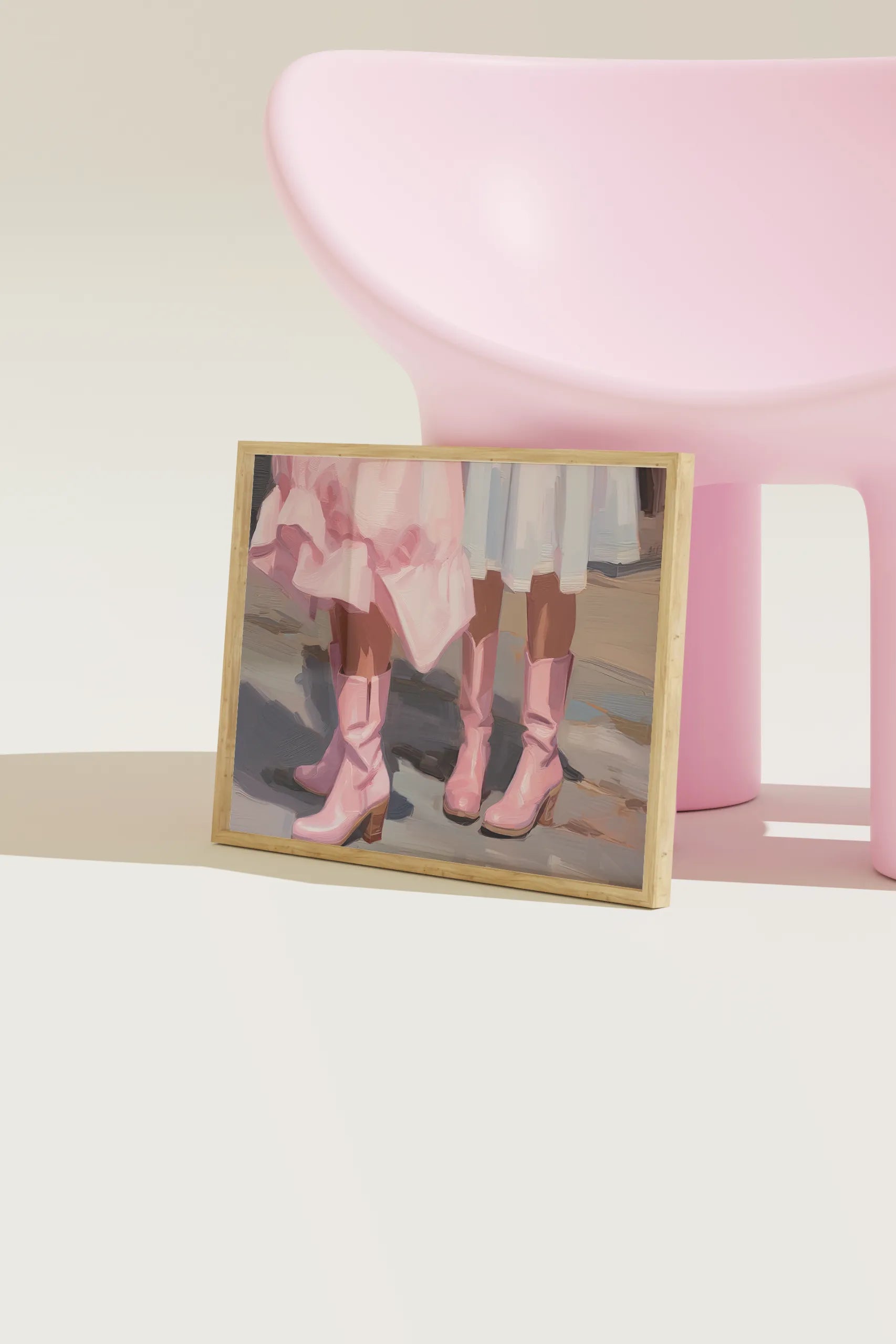 Pastel pink cowgirl painting