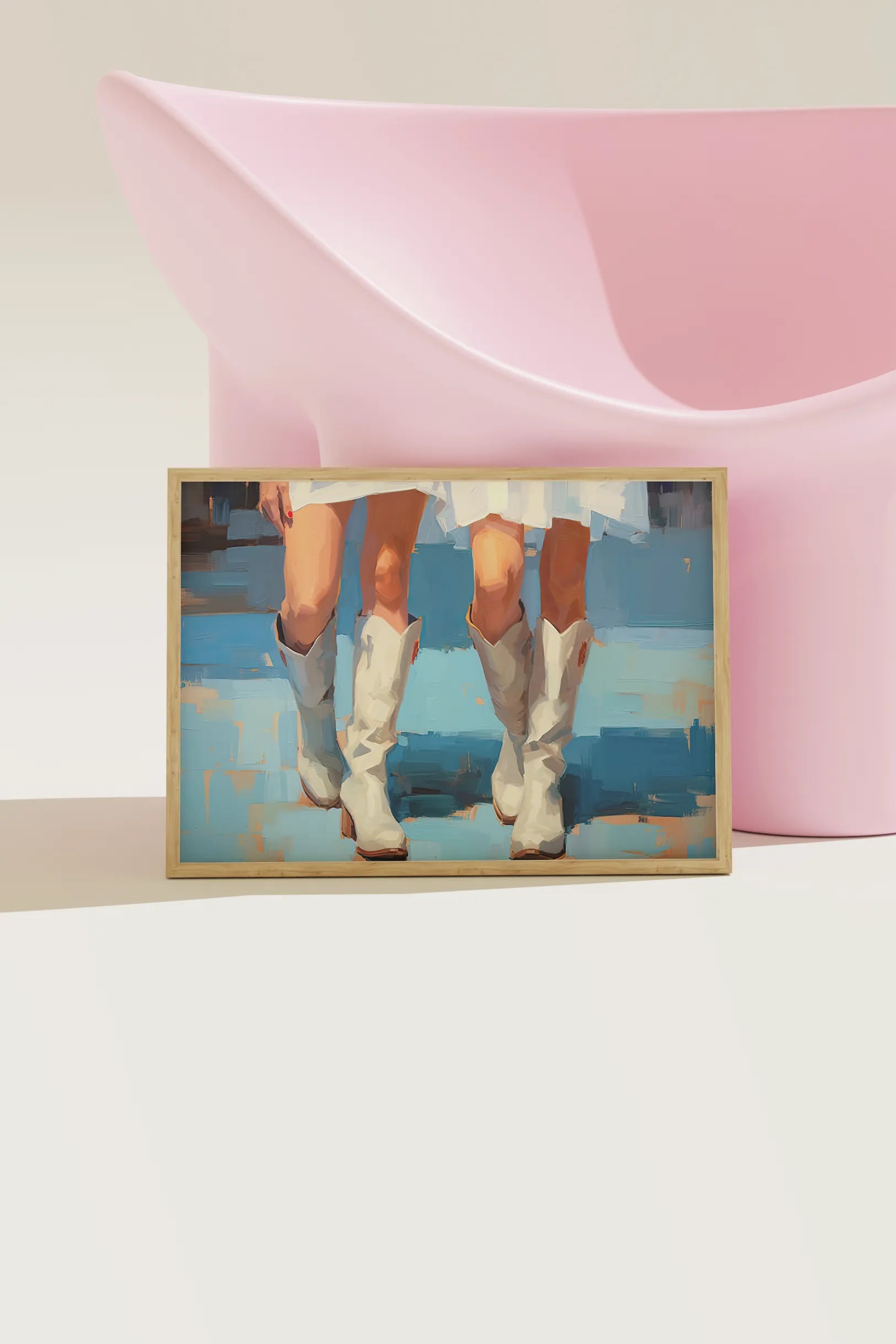 Pastel pink cowgirl painting