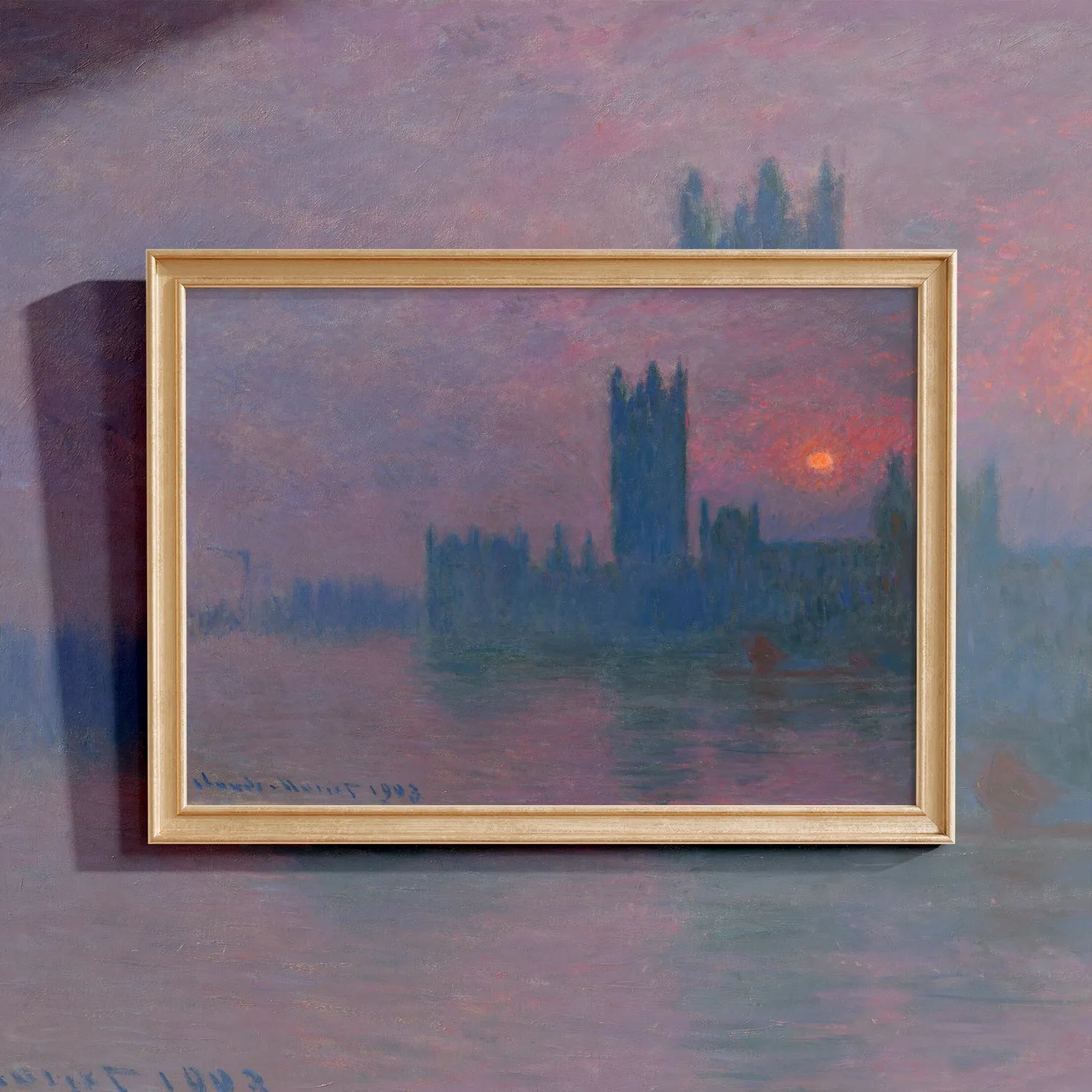 Claude Monet - Le Parlement, soleil couchant #179 a beautiful painting reproduction by GalleryInk.Art