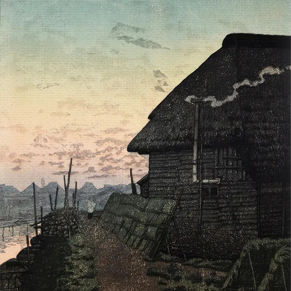 Sunset at Morigasaki by Hasui Kawase - Final Mockup Example
