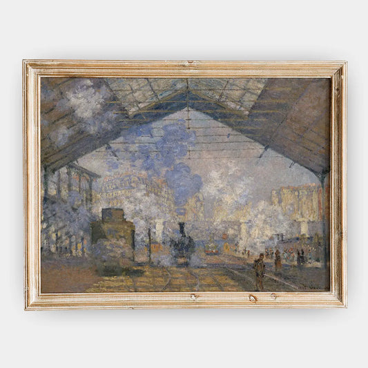 Claude Monet - The Saint-Lazare Station #66 a beautiful painting reproduction by GalleryInk.Art