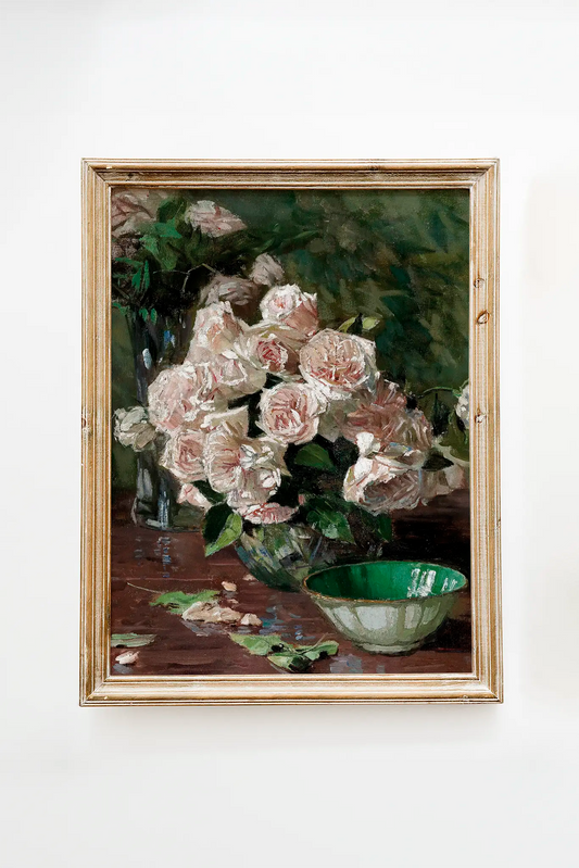 Carl Moll - White Roses II #14 a beautiful painting reproduction printed by GalleryInk.Art, a store providing still life wall art prints