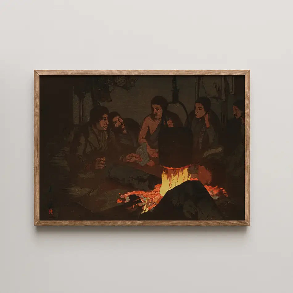 In a Mountain Shelter by Hiroshi Yoshida - Fine Art Print
