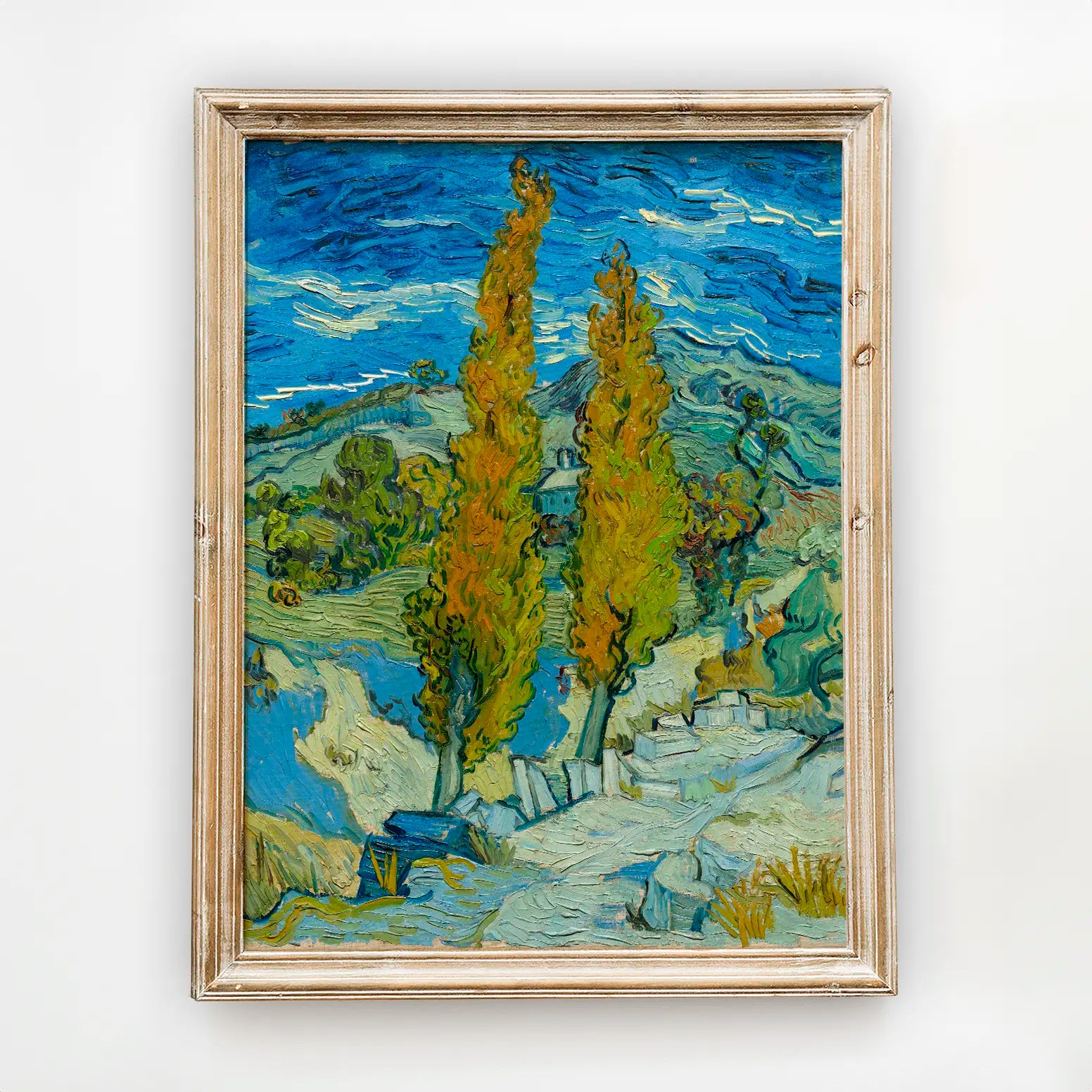 Vincent Van Gogh - Two Poplars in the Alpilles near Saint-Rémy #84 a beautiful painting reproduction by GalleryInk.Art